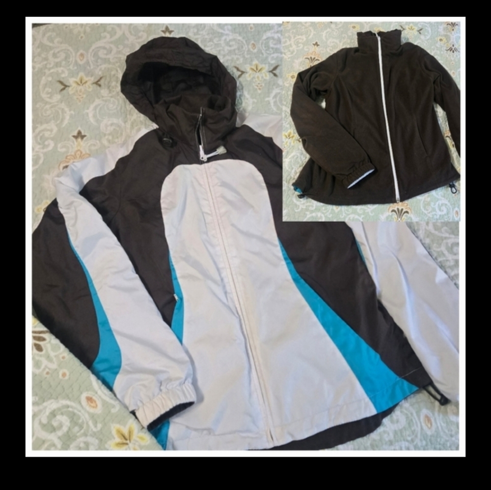 Reversible 2 in 1 Windbreaker AthleticWorks Teal Black Brown Cold Weather Jacket